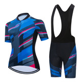 Conjunto De Roupa Ciclista Bretelle E Camisa Unissex Com Gel