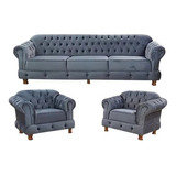 Conjunto De Sofá Louis 220 M+2 Poltronas Capitonê Puro Luxo 