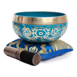 Conjunto De Taças De Canto Tibetano Azul - Fácil De Tocar Pa