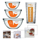 Conjunto De Tigelas 2l 1l 500ml Copo Medidor 350ml 4 Peças