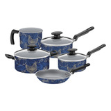 Conjunto De Utensílios De Cozinha Antiaderentes De 5 Peças, Panelas E Frigideiras, Cor Azul