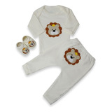 Conjunto Divertido Body Bebê Calça Mijão + Sapatinho 3 Peças