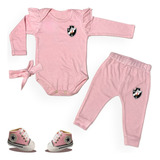 Conjunto Do Vasco Rosa Body Bebê Menina + Botinha E Faixinha