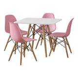 Conjunto Eames Infantil Mesa Quadrada + 4 Cadeiras