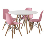 Conjunto Eames Infantil Mesa Redonda + 4 Cadeiras