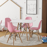Conjunto Eiffel Infantil 68cm Quadrado Branco 4 Cadeiras