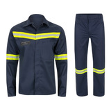 Conjunto Eletricista Anti Chama Nr10 Azul Marinho Refletivo