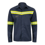 Conjunto Eletricista Azul Anti Chama Nr10 Faixa Refletiva