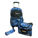 Conjunto Escolar Mochila Rodinhas Lancheira Termica Estojo
