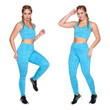 Conjunto Esportivo Cropped Legging Cintura Alta Feminino.