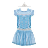 Conjunto Fantasia Elsa Frozen Com Saia De Tutu