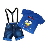 Conjunto Fantasia Galinha Pintadinha Com Barra Azul