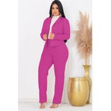 Conjunto Feminino Blazer Calça E Casaco Inverno Casaquinho