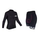 Conjunto Feminino Ciclismo Oggi Skin Manga Longa Bermuda Pro