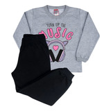 Conjunto Feminino Moletom Moda Inverno Roupa Infantil Frio