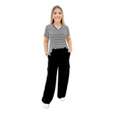 Conjunto Feminino Pantalona Calça E Blusa Cintura Alta Malha