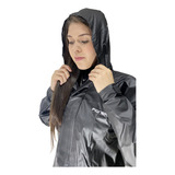 Conjunto Feminino Pioneira Motoqueiro Pvc Com Capuz Preto