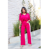 Conjunto Feminino Viscolycra Manga Curta Moda Inverno Verão