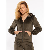 Conjunto Femino De Veludo Plush Com Capuz Con-001