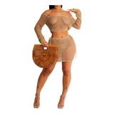 Conjunto Festa Balada Sexy Cropped Saia Manga Longa Jl151