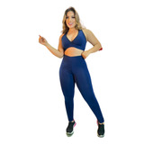Conjunto Fitness Calça Legging E Cropped Academia Treino
