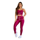Conjunto Fitness Top + Calça New Zig Cirre 3d Academia Roupa