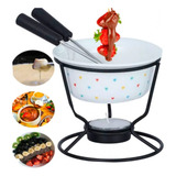 Conjunto Fondue Panela Cerâmica Coração Love 5 Peças 