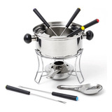 Conjunto Fondue Queijo Chocolate 10 Peças E 1 Litro Inox