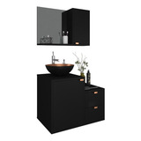 Conjunto Gabinete Banheiro Armário+cuba+espelheira C Puxador