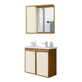 Conjunto Gabinete Banheiro Com Espelho New Prisma Completo