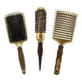 Conjunto Gxp/ Rol/ Rvg - Escova De Cabelo Térmica Dourada