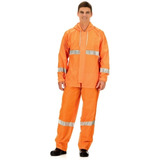 Conjunto Impermeável Em Nylon Laranja Com Refletivo Vértice