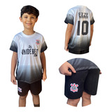 Conjunto Infantil Corinthians Futebol Camisa Short Uniforme