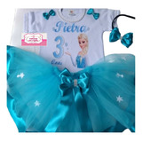 Conjunto Infantil Da Frozen Saia Tutu E Body 