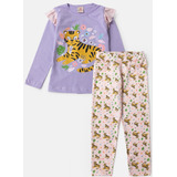 Conjunto Infantil Feminino Meia Estação Tigre Lilás 0166