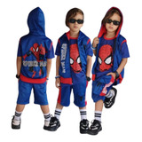 Conjunto Infantil Homem Aranha Kit 3 Peças + Colete Fantasia