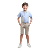 Conjunto Infantil Juvenil Bermuda + Camisa Social Estilosa