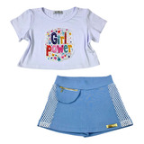 Conjunto Infantil Juvenil Menina Short Saia E Cropped