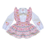 Conjunto Infantil Look Jeans Camisa C/ Salopete Xadrez 3238