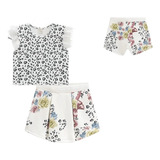 Conjunto Infantil Menina Blusa Boxy E Short Saia Crepe 