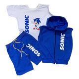 Conjunto Infantil Menino 3 Peças Sonic