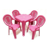 Conjunto Infantil Mesa E 4 Cadeiras Antares Rosa Kit 01 Jogo