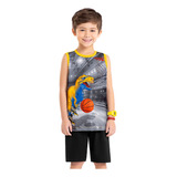 Conjunto Infantil Regata E Bermuda Dino Rovi Kids Amarelo