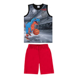 Conjunto Infantil Regata E Bermuda Dino Rovi Kids Preto