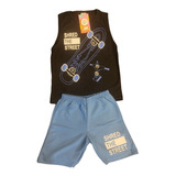 Conjunto Infantil Regata E Bermuda Moletom Meninos Tam.4ao 8