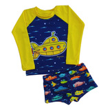 Conjunto Infantil Uv50 Proteção Solar Bebê Moda Praia Menino