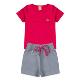 Conjunto Infantil Verão Menina Básico Iaia Short Blusa Pink