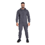 Conjunto Jaqueta Moletom Canguru Com Ziper, Calça Com Bolso
