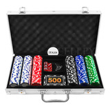 Conjunto Jogo De Poker Maleta Dados S/ Numeração 300 Fichas