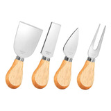 Conjunto Jogo P/ Cortar Queijo 4 Pçs Inox Kit Facas Espátula